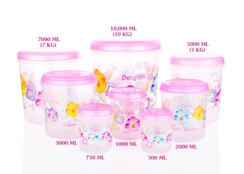 8pc Set Of Printed Transparent Storage Container