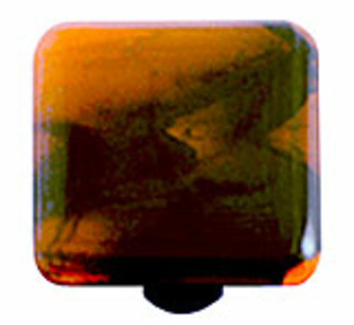 Hot Knobs HK2055-KA Black Swirl Opal Orange Square Glass Cabinet Knob
