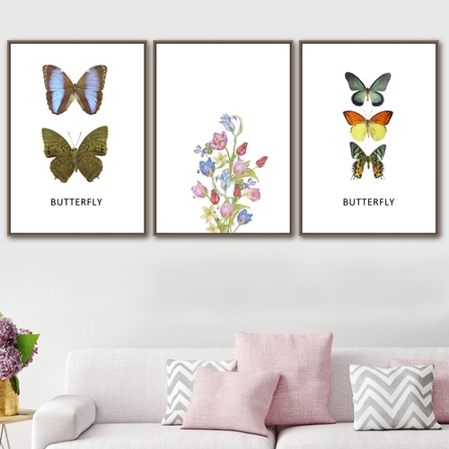 Nordic Minimalism Butterfly Flower Wall