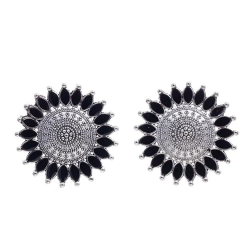 CE Alloy Oxidised Jewellery traditional Brass Silver Earrings for