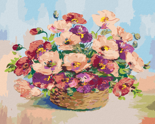 Paint by Numbers - A WICKER BASKET OF POPPIES