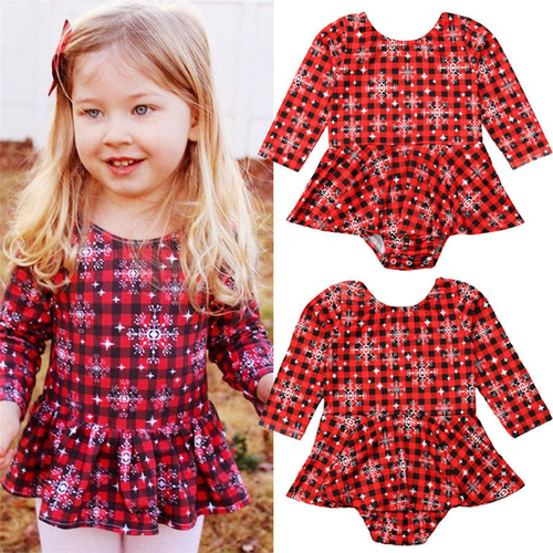 Pretty Christmas Baby Girl Plaid Romper Girls