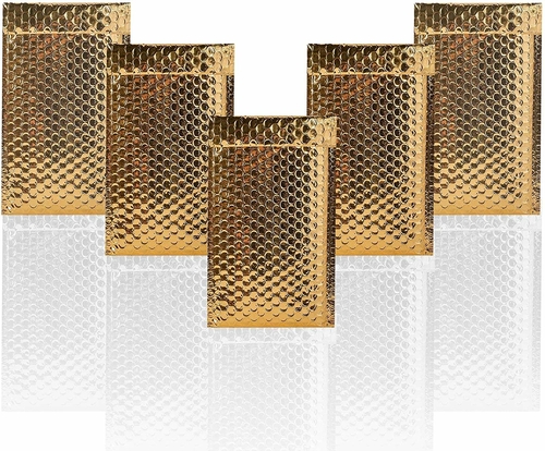 Pack of 10 Metallic Bubble Mailers 4 x 8 Gold Bubble Mailers 4x8,