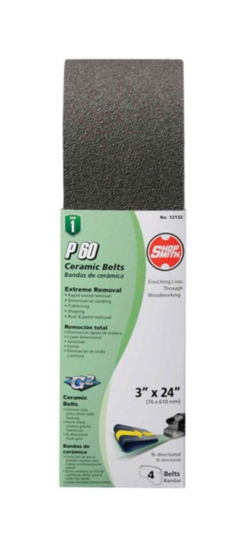 Shopsmith 12132 3 x 24 in. 60 Grit Ceramic belt