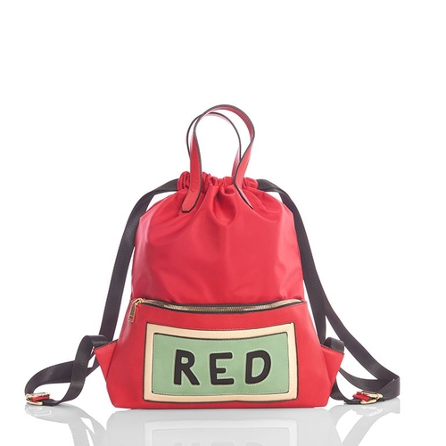 Mochila con asa de mano roja