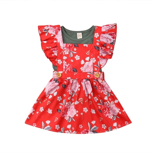 Toddler Kids Baby Girl T shirt Tops+Floral Belt