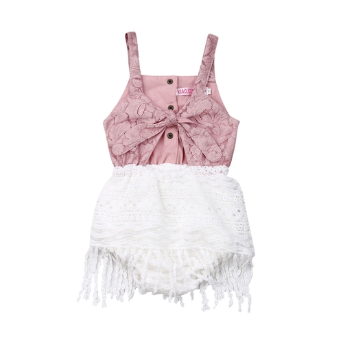 Sweet Newborn Baby Girls Lace Tassel Bodysuit