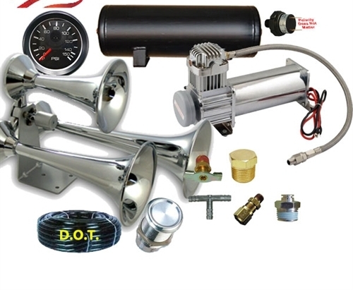 Airbagit HORN-TRAIN-01 16 in. Train Horn 12V 4 - Horn 150Psi Compresso