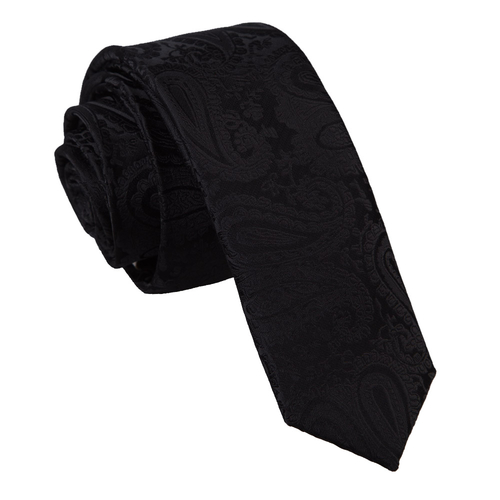 Paisley Skinny Tie - Black