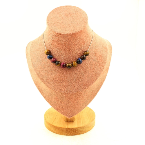 Multicolored Tiger's Eye 8 mm 10 beads necklace