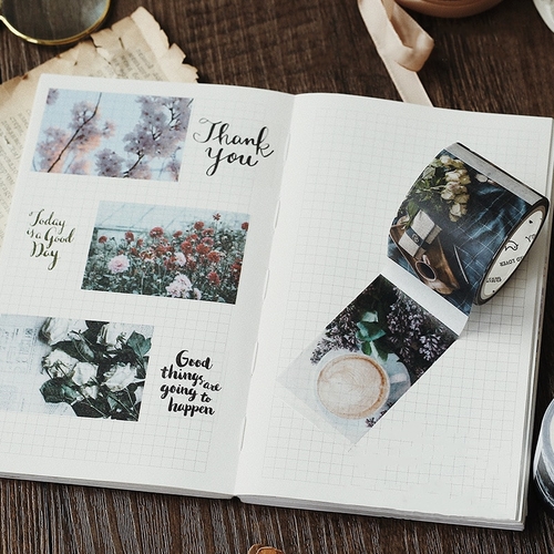 15/30/40mm*7m Grid Coffee Travel Life Washi