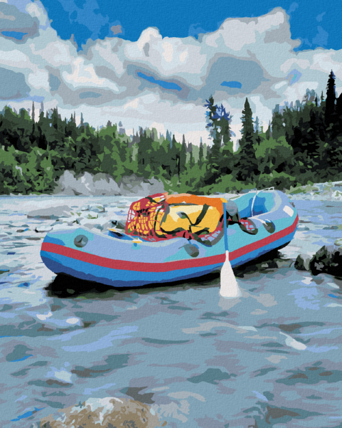 Zuty - Paint by Numbers - BOAT ON THE RIVER (DENNIS FRATES), 40x50 cm