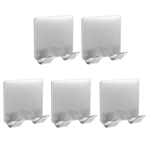 Main 5pcs Adhesive Stainless Steel Towel Hooks Hats image