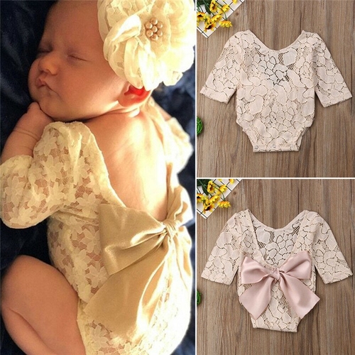 Newborn Baby Girls Flower Lace Bodysuits