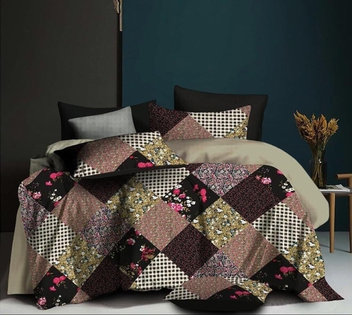 Microfiber Queen Floral Flat Bedsheet (Pack of 1, Coffee, Multicolor)