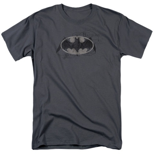 Trevco Batman-Arcane Bat Logo - Short Sleeve Adult 18-1 Tee - Charcoal