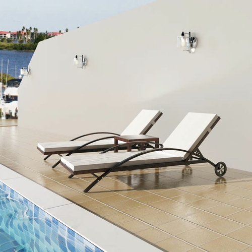 Sun Loungers with Table Poly Rattan Anthracite