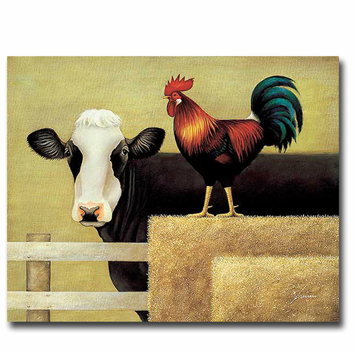 Artistic Home Gallery 1620O748IG Barnyard Cow by Lowell Herrero Premiu
