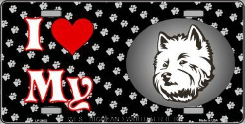 Smart Blonde LP-3933 I Love My West Highland White Terrier Dog Metal N