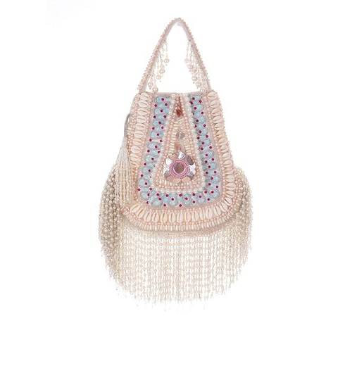 Women/Girl's Oyster Hand Embroidered Pearl Crystal adorned white