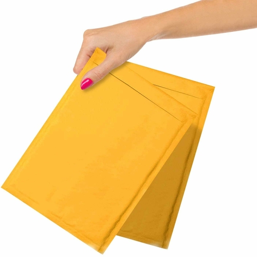 Pack of 10 Yellow Kraft Bubble Mailers 9.5 x 13. Peel and Seal Bubble