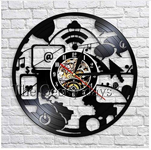 COMPUTER ELEMENTS HANDMADE VINYL RECORD WALL CLOCK