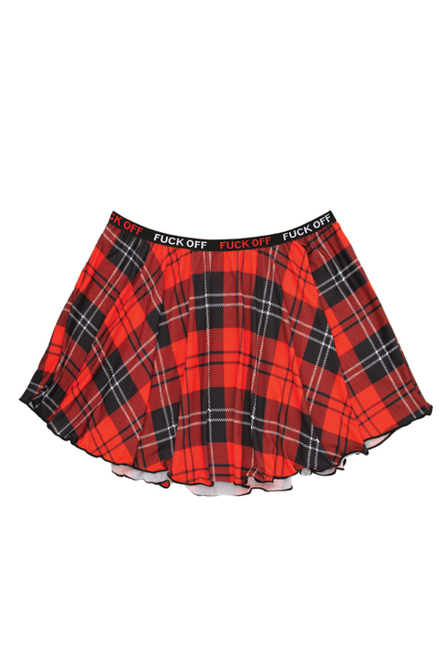 F*Ck Off Plaid Skirt - Red Plaid - L/xl