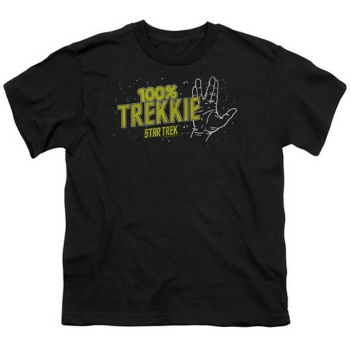 Trevco Star Trek-Trekkie - Short Sleeve Youth 18-1 Tee - Black, La
