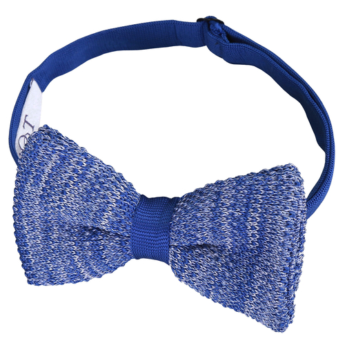 Melange Plain Speckled Knitted Pre-Tied Bow Tie - Royal Blue