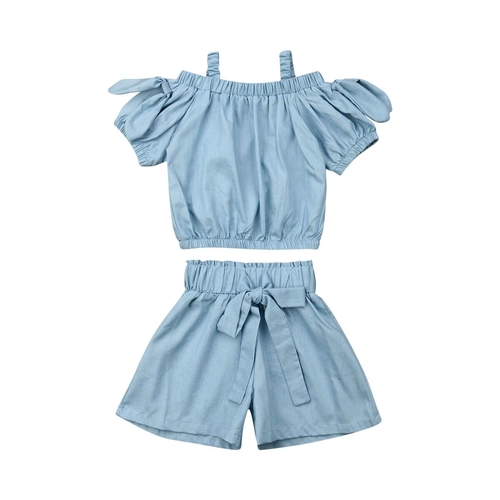 Toddler Kids Baby Girls Off Shoulder Crop Top