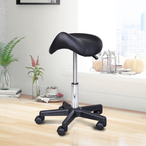 HOMCOM Salon Chair Saddle Stool Rolling Swivel Massage Spa Beauty