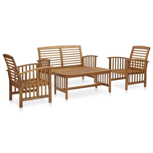 4 Piece Garden Lounge Set with Cushions Solid Acacia Wood