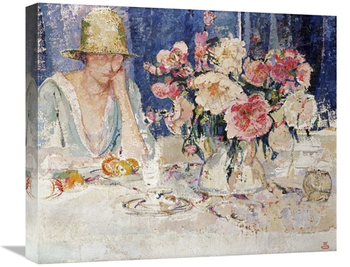 Global Gallery GCS-266627-22-142 22 in. Femme a Table Chargee De Fleur