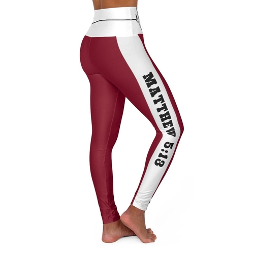 High Waisted Yoga Leggings, Burgundy Salt of the Earth Matthew 5:13