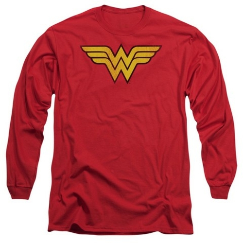 Trevco Dc-Wonder Woman Logo Dist - Long Sleeve Adult 18-1 Tee - Red- L