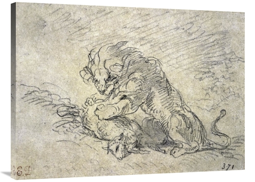 Global Gallery GCS-277373-40-142 40 in. Lion Consuming a Sheep Art Pri