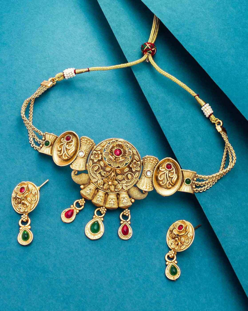 Artificial Stylish Maroon Hasli Premium Chocker Set For Women