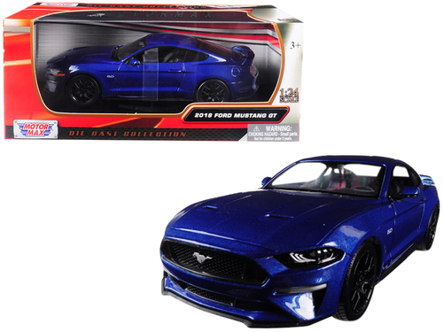 2018 Ford Mustang GT 5.0 Blue with Black Wheels 1/24 Diecast Model Car