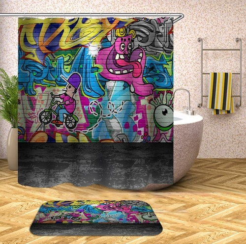 Colorful Graffiti Wall Art Shower Curtain