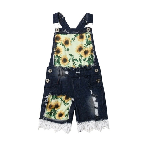 Toddler Kids Baby Girl Sunflower Denim Romper