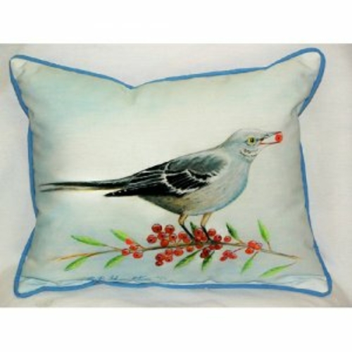 Betsy Drake HJ277 Mockingbird & Berries Indoor & Outdoor Throw Pillow-