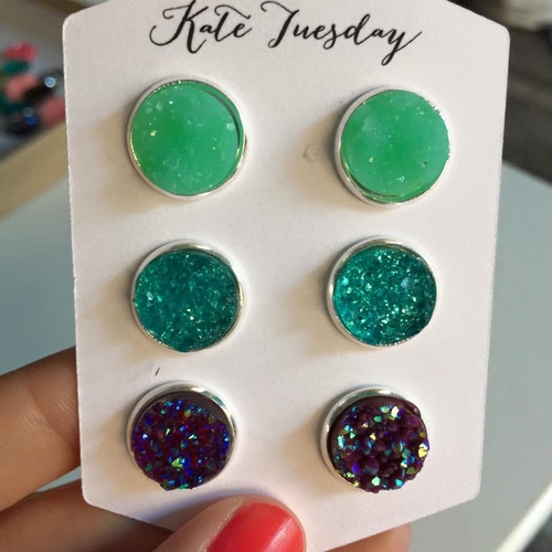 Corks Druzy Earrings Set