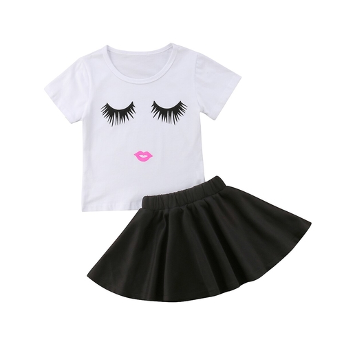 Toddler Kids Girl Summer T-Shirt Tops+Skirts