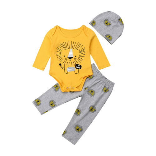 Pudcoco Autumn Kids Baby Boy Girl Lion Print Long