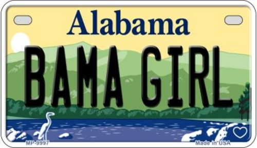 Smart Blonde MP-9997 7 x 4 in. Bama Girl Alabama Novelty Metal Motorcy