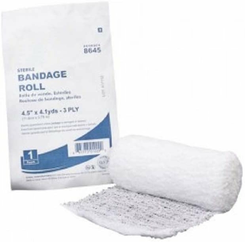 Pack of 100 Basic Care Gauze Bandage Rolls 4.5" x 4.1 Yards.