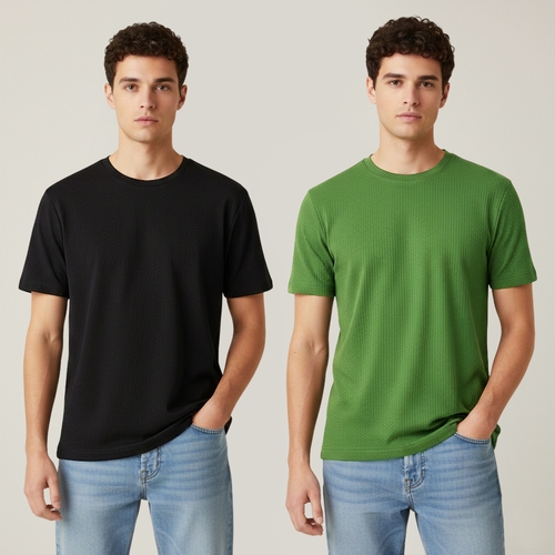 Main Premium Cotton Crew Neck T-Shirt for Men || Pack of 02 image