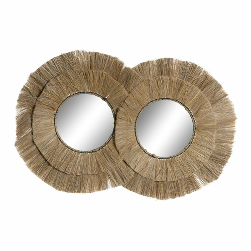 Wall mirror DKD Home Decor Crystal Jute (117 x 6 x 77 cm)