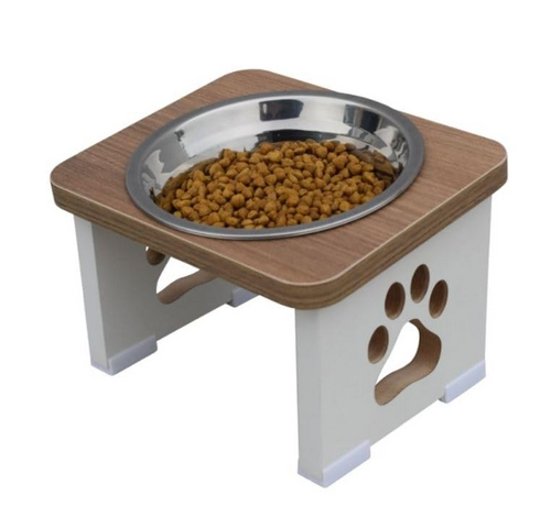 Sabri Shoppe Elevated Dog Bowl Stand with Single Stainless Steel Bowl