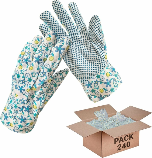 APQ Assorted Floral Cotton Jersey Gloves Medium PVC Dotted Palm Gloves